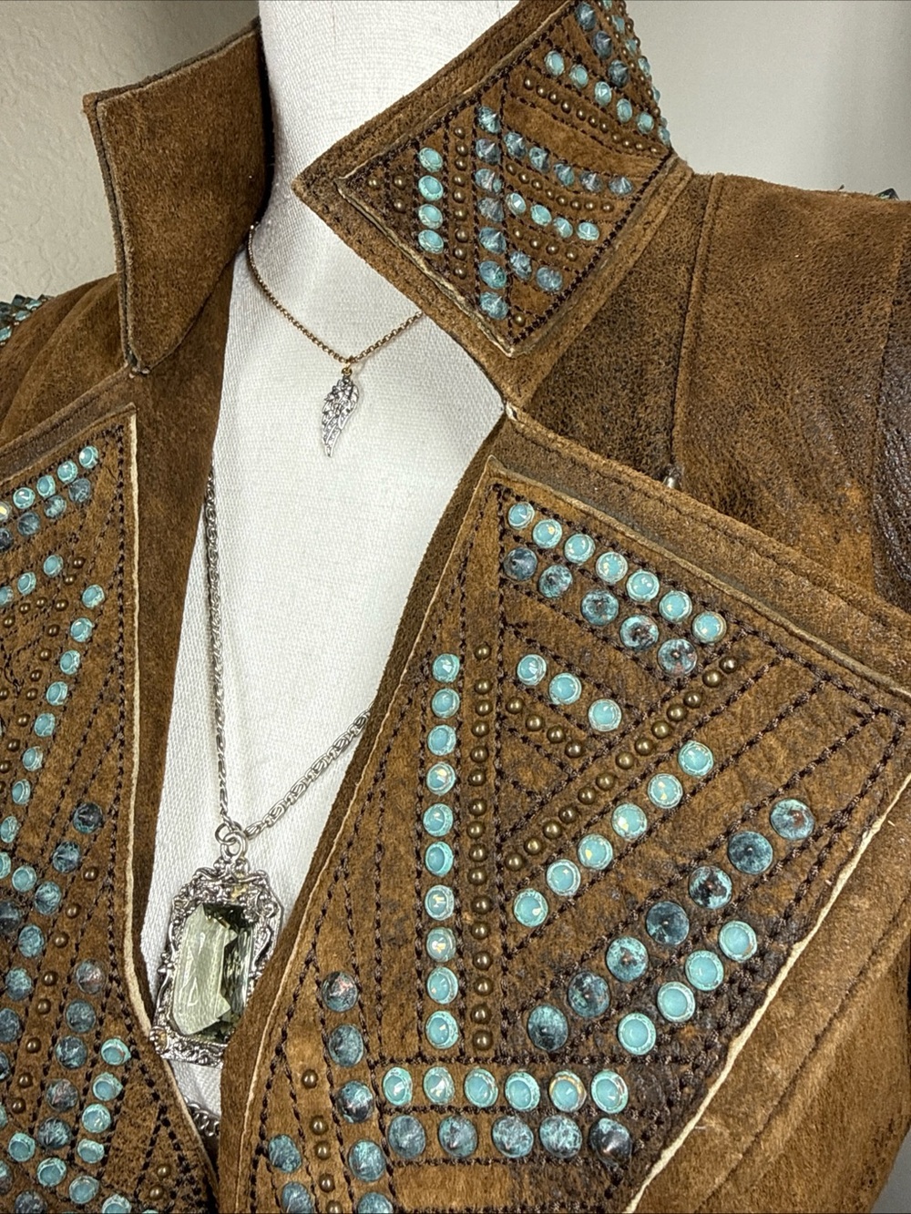 Kippy’s Original Vintage Women's Sz S Genuine Leather Jacket Rhinestone Cowgirl - Picture 3 of 16